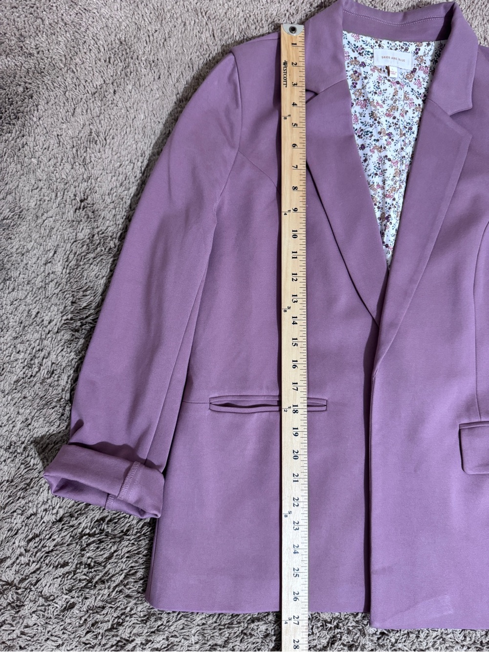 Skies Are Blue Womens Open Knit Blazer Jacket Mauve size L Career Party Classic - Picture 7 of 9